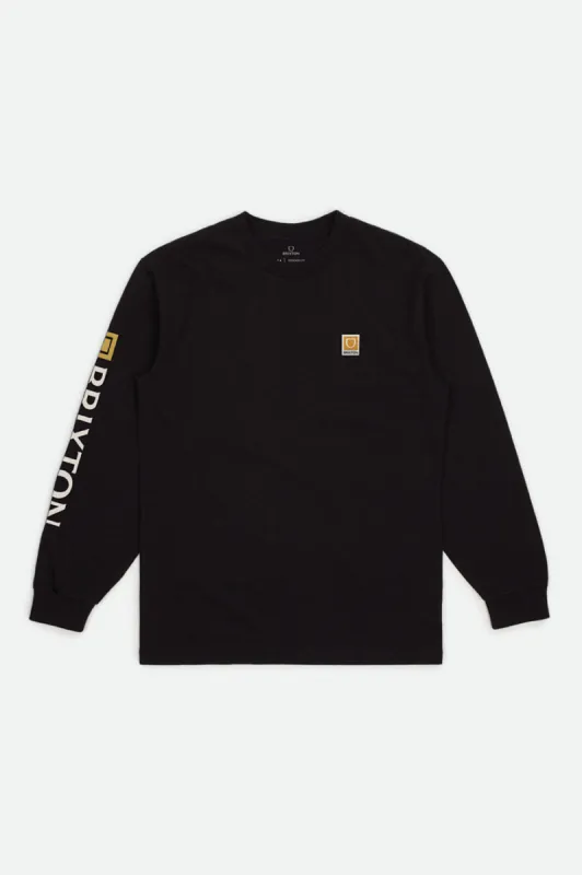 Beta II L/S Standard Tee - Black Garment Dye sold by Brixton