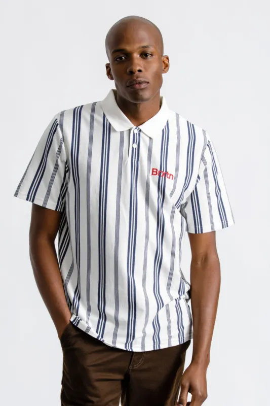 Hilt Gate S/S Polo - Off White/Washed Navy made by Brixton