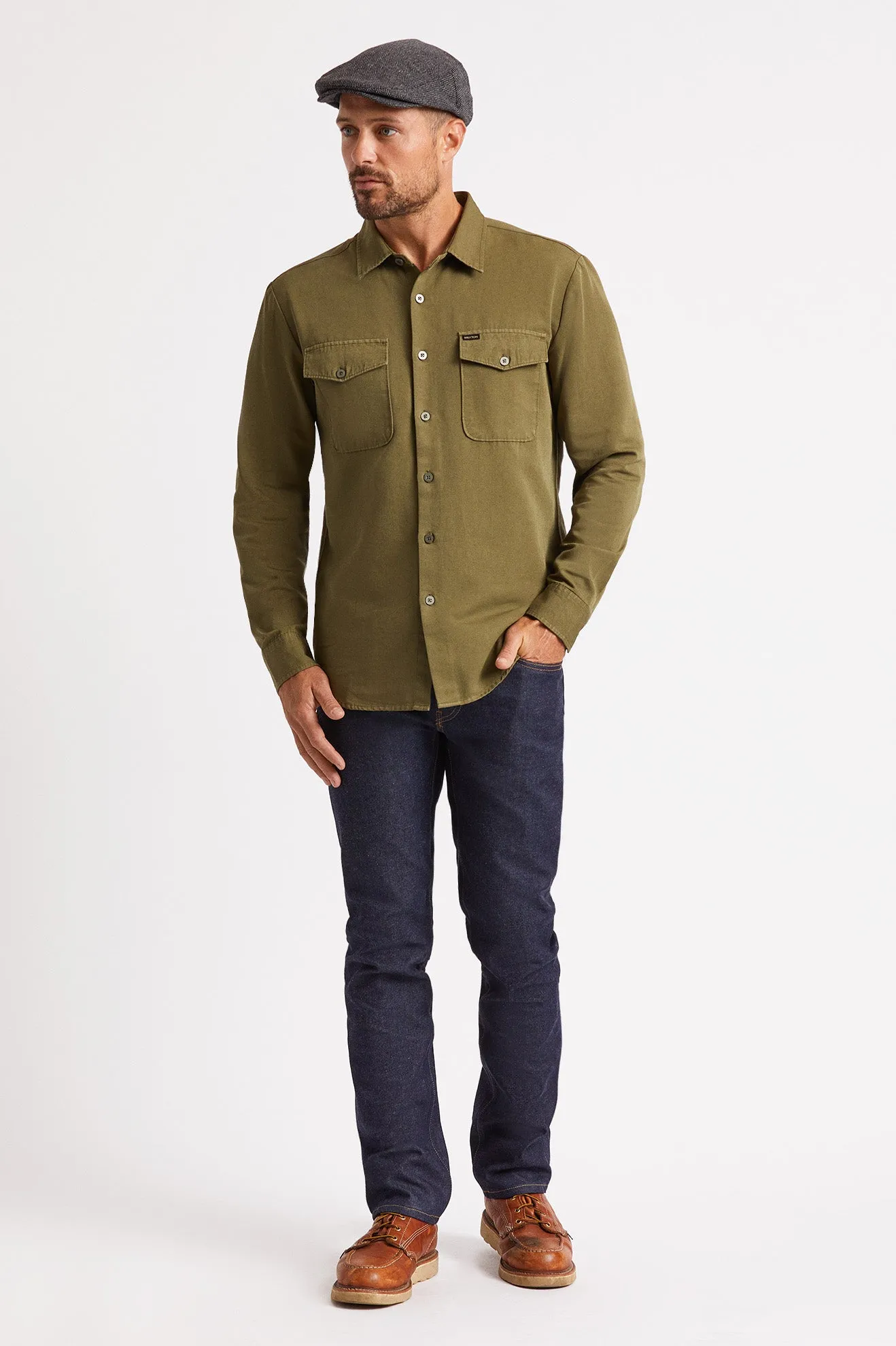 Davis L/S Reserve Woven - Military Olive sold by Brixton product image thumbnail 5
