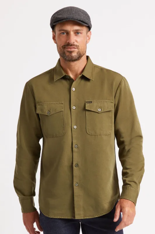 Davis L/S Reserve Woven - Military Olive sold by Brixton