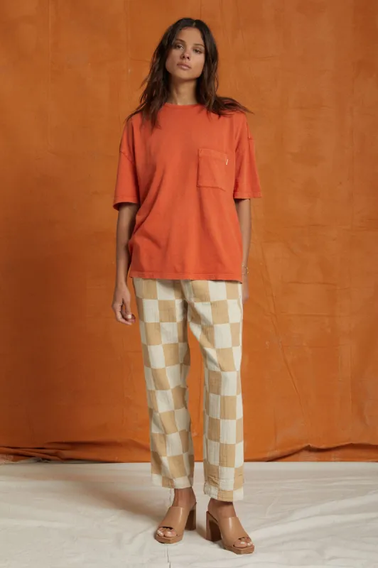 Carefree Oversized Boyfriend Pocket Tee - Burnt Red sold by Brixton