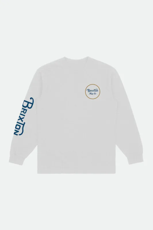 Boys Wheeler L/S Standard Tee - White sold by Brixton