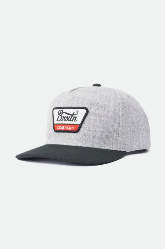 Linwood MP Snapback - Heather Grey/Black sold by Brixton