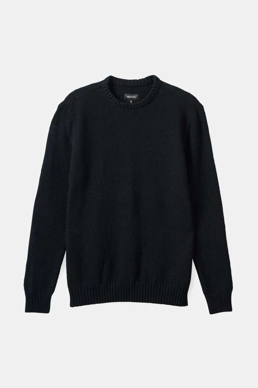 Jacques Waffle Knit Sweater - Black sold by Brixton