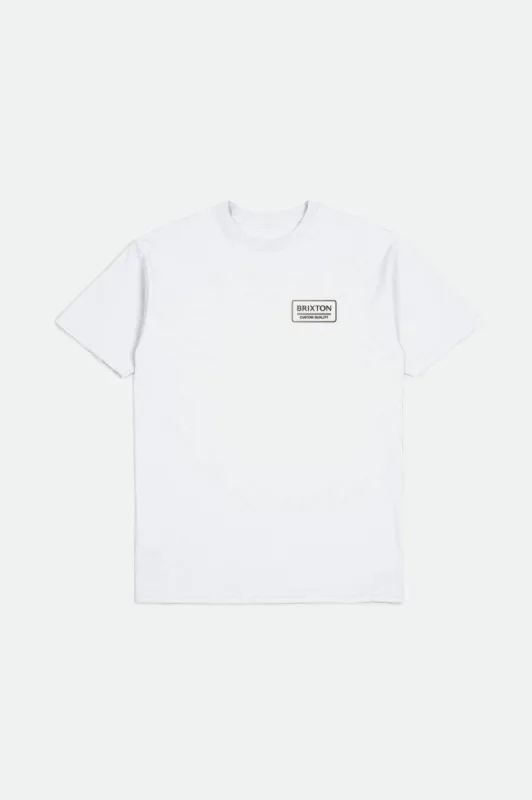 Palmer Proper S/S Standard Tee - White/Black/Bison sold by Brixton