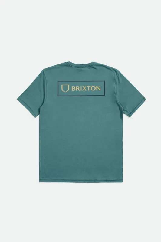 Alpha Block S/S Tailored Tee - Spruce/Straw/Washed Navy sold by Brixton