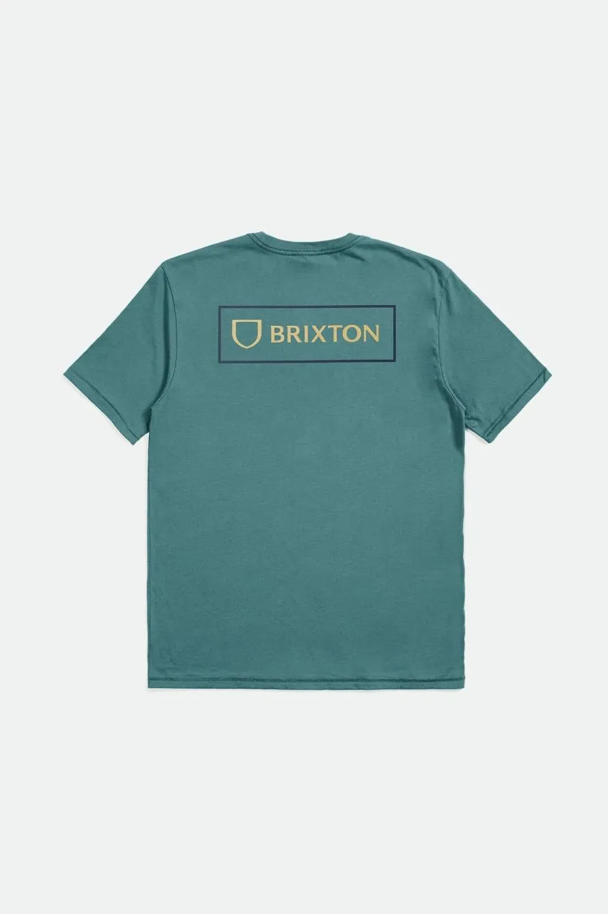Alpha Block S/S Tailored Tee - Spruce/Straw/Washed Navy sold by Brixton