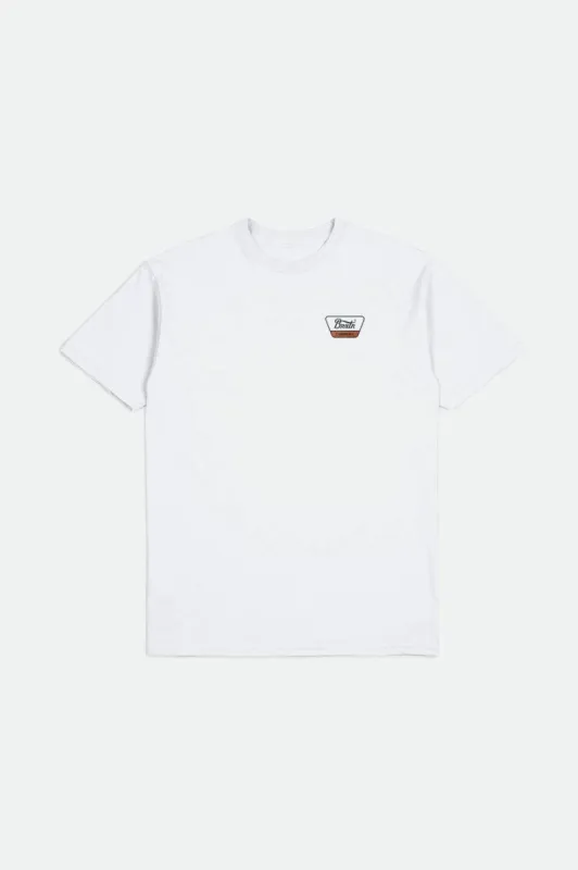 Linwood S/S Standard Tee - White/Moonlit Ocean/Burnt Orange sold by Brixton