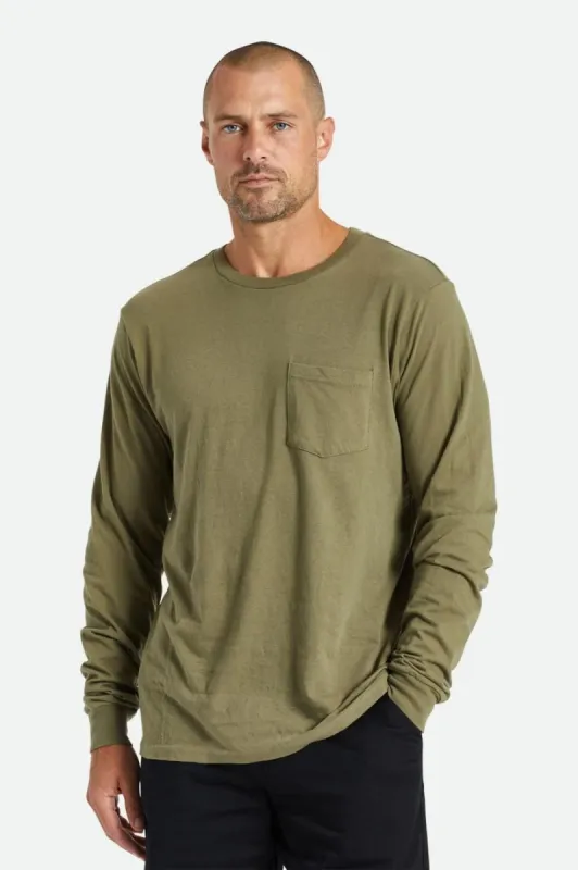 Basic L/S Pocket Tee - Military Olive sold by Brixton