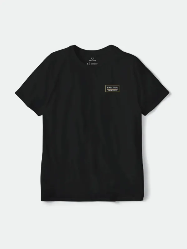 Palmer Proper S/S Standard Tee - Black/Bright Gold sold by Brixton