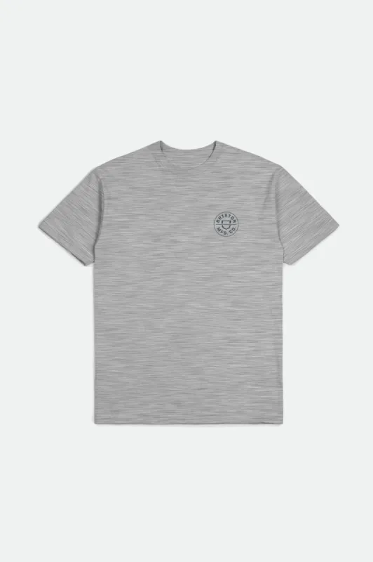 Crest II S/S Standard Tee - Heather Grey/Moonlit Ocean/Dark Forest sold by Brixton