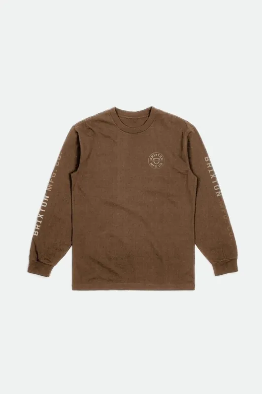 Crest L/S Standard Tee - Bison/Beige/Mojave sold by Brixton