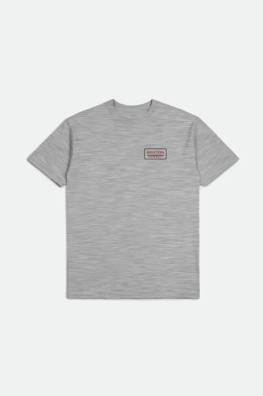 Palmer Proper S/S Standard Tee - Heather Grey/Black/Mars Red sold by Brixton
