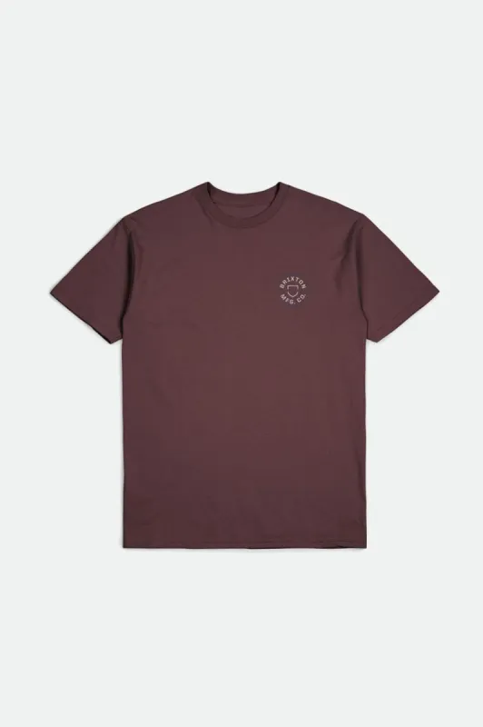 Crest II S/S Standard Tee - Mahogany/Beige/Joe Blue sold by Brixton