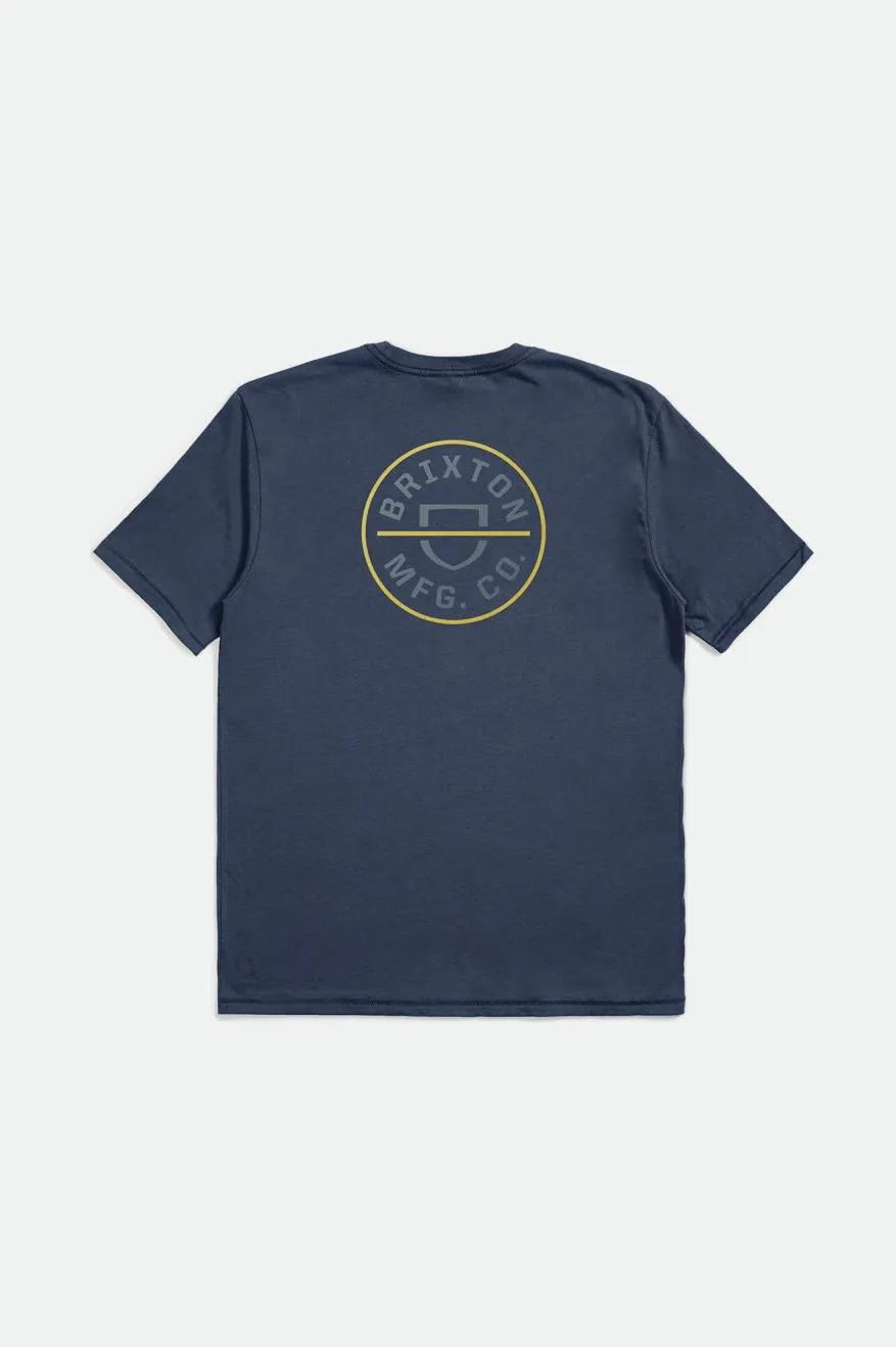 Crest II S/S Standard Tee - Washed Navy/Chinois Green/Acacia sold by Brixton