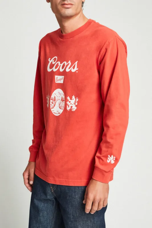 Hops II L/S Standard Tee - Red sold by Brixton