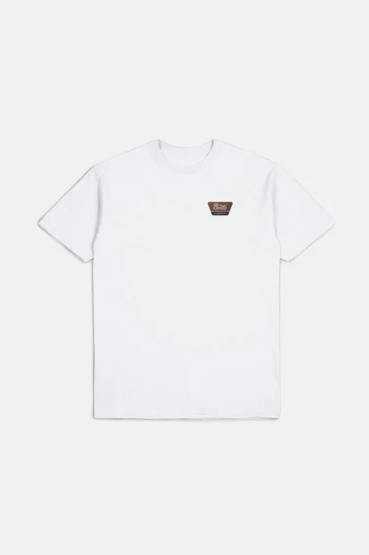 Linwood S/S Standard Tee - White/Sepia/Beige sold by Brixton