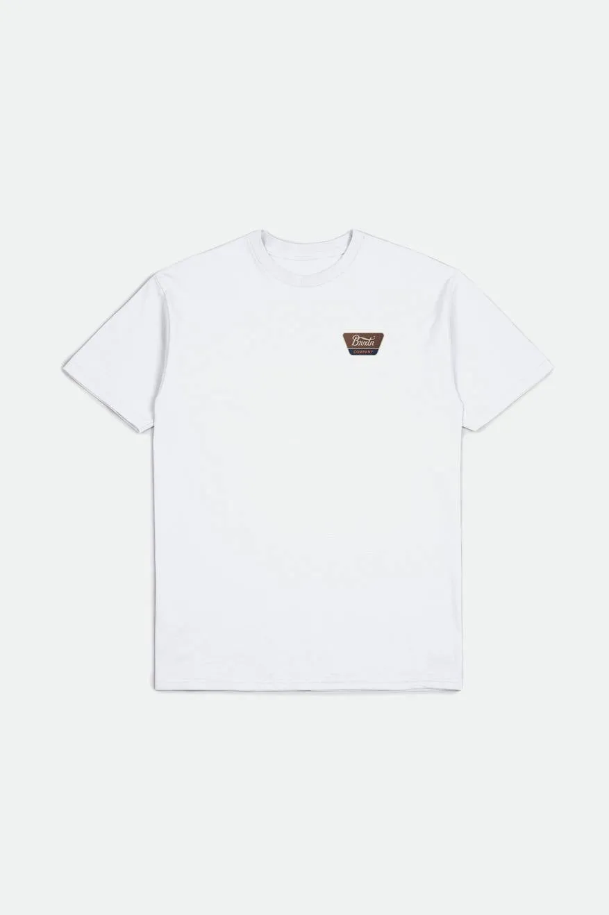 Linwood S/S Standard Tee - White/Sepia/Beige sold by Brixton