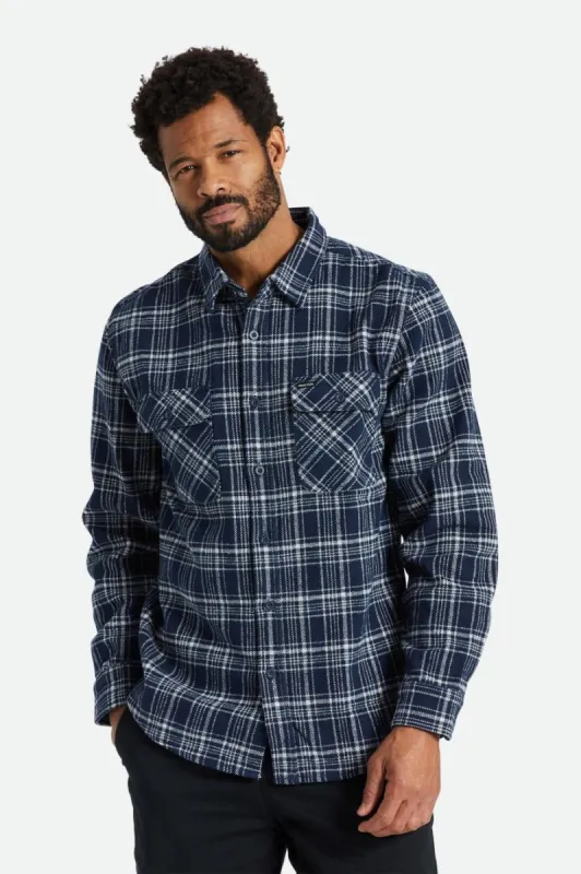 Bowery Heavy Weight L/S Flannel - Navy/Grey sold by Brixton