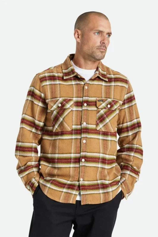 Bowery L/S Flannel - Light Brown/Burnt Henna sold by Brixton