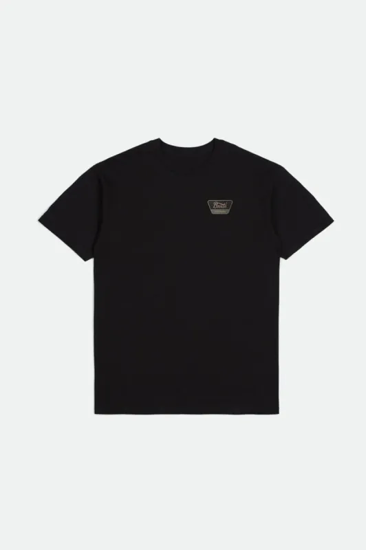 Linwood S/S Standard Tee - Black/Bison/Dark Forest sold by Brixton