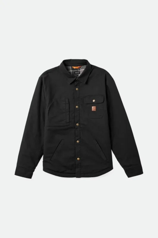 Builders Stretch Flannel Lined Jacket - Washed Black sold by Brixton