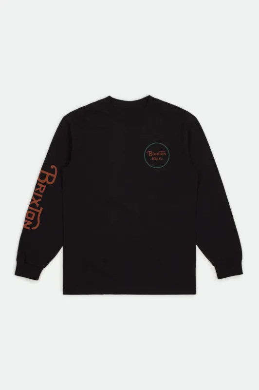 Boys Wheeler L/S Standard Tee -  Black sold by Brixton