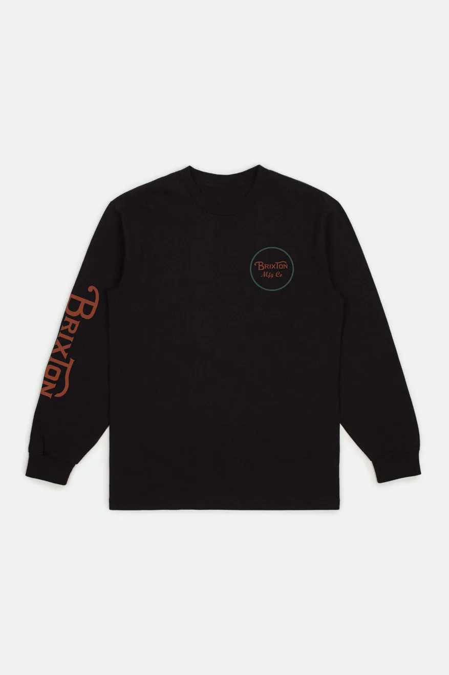 Boys Wheeler L/S Standard Tee - Black sold by Brixton