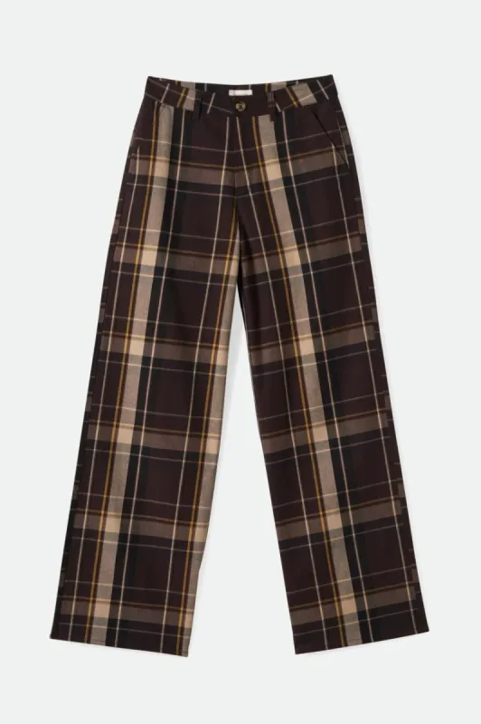 Victory Full Length Wide Leg Pant - Seal Brown/Bright Gold sold by Brixton