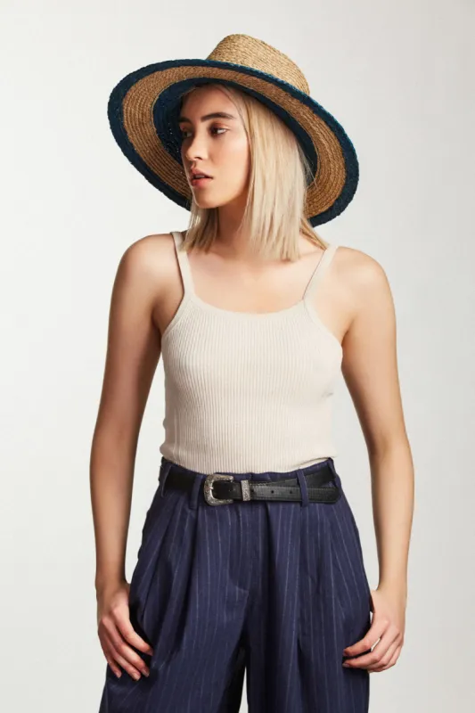 Hampton Fedora - Indigo/Tan sold by Brixton