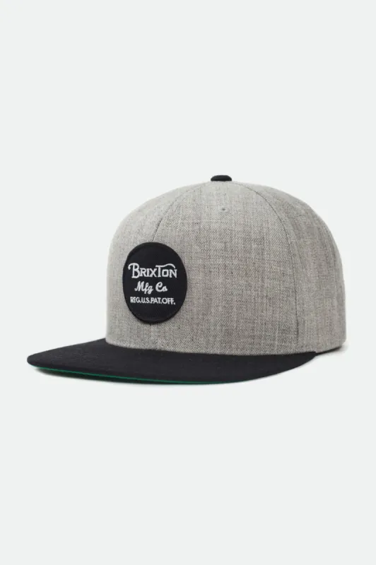 Wheeler Snapback - Light Heather Grey/Black sold by Brixton