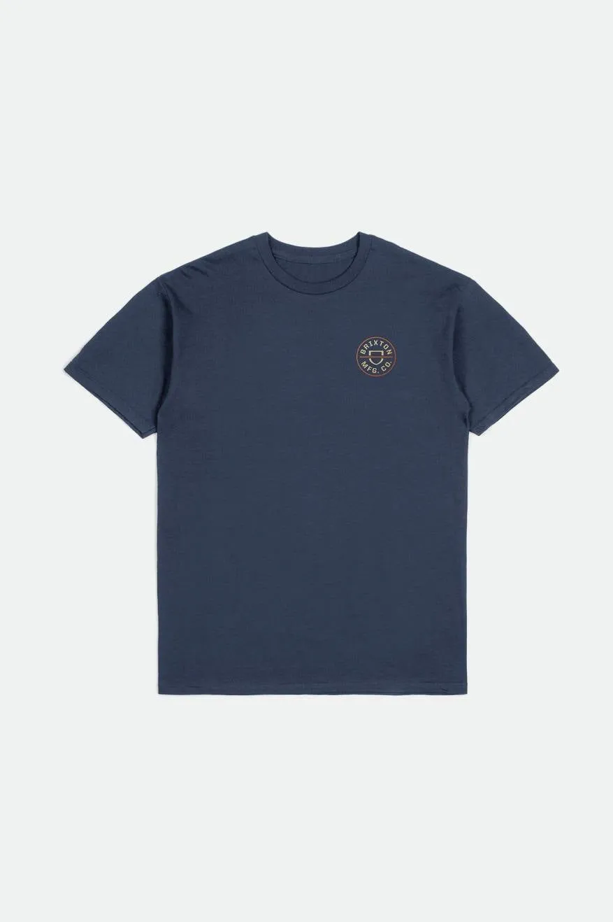 Crest II S/S Standard Tee - Washed Navy/Straw/Paradise Orange sold by Brixton product image thumbnail 2