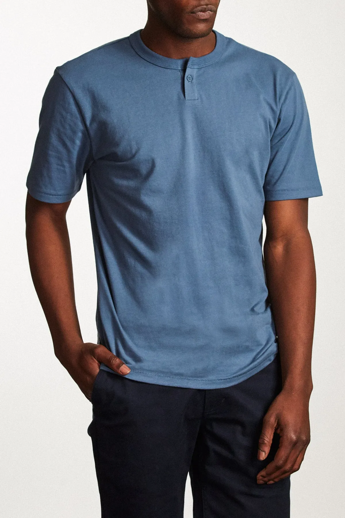 Basic S/S Henley - Dusty Blue sold by Brixton product image thumbnail 4