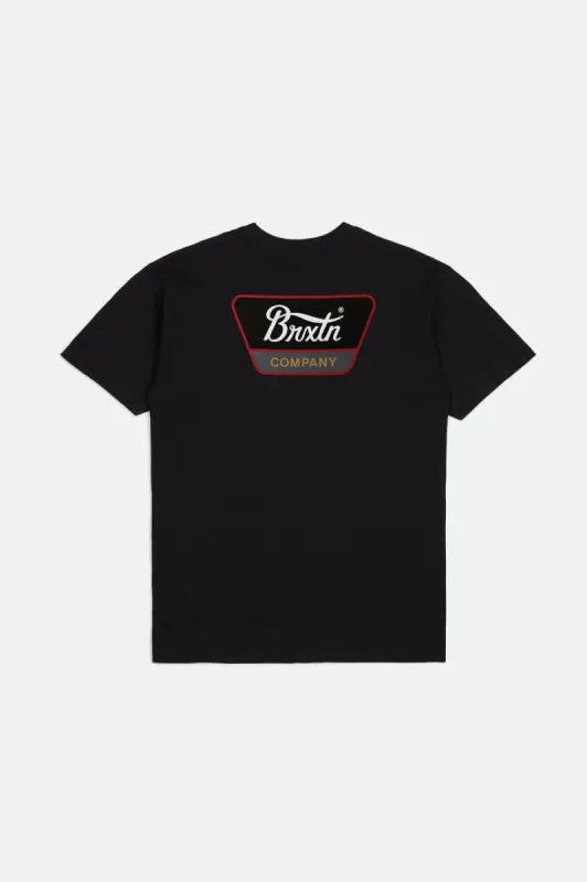 Linwood S/S Standard Tee - Black/Gold/White sold by Brixton