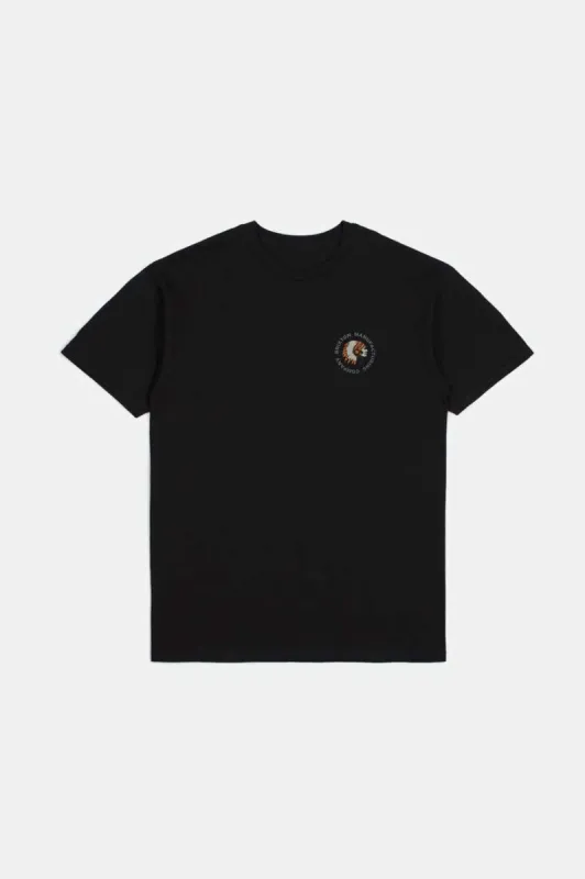 Revere S/S Standard T-Shirt - Black/Persimmons Orange Worn Wash sold by Brixton