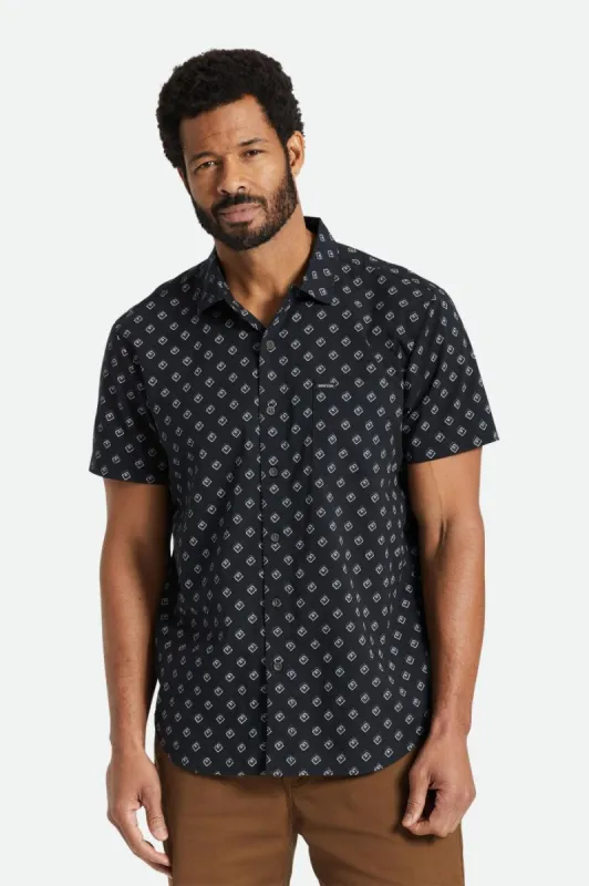 Charter Print S/S Woven - Black/Off White Geo sold by Brixton