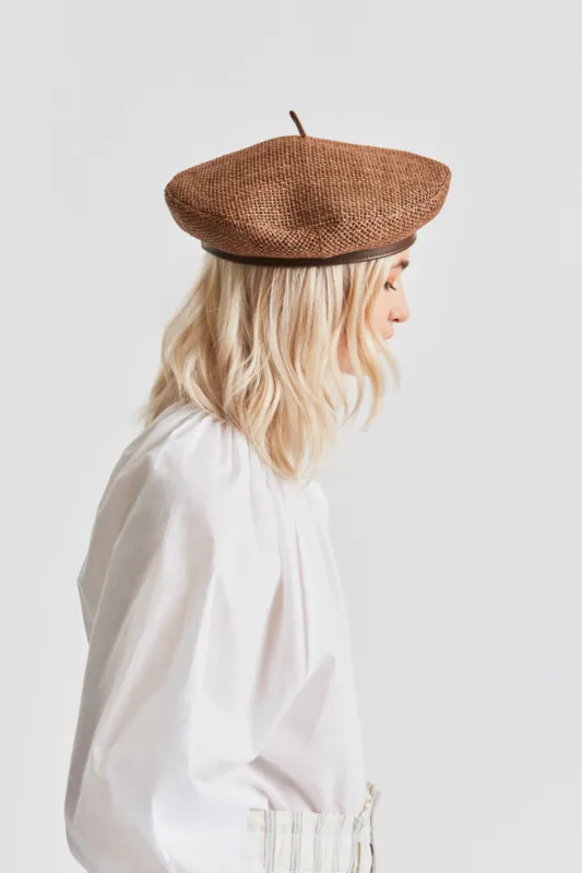 Audrey Straw II Beret - Brown sold by Brixton