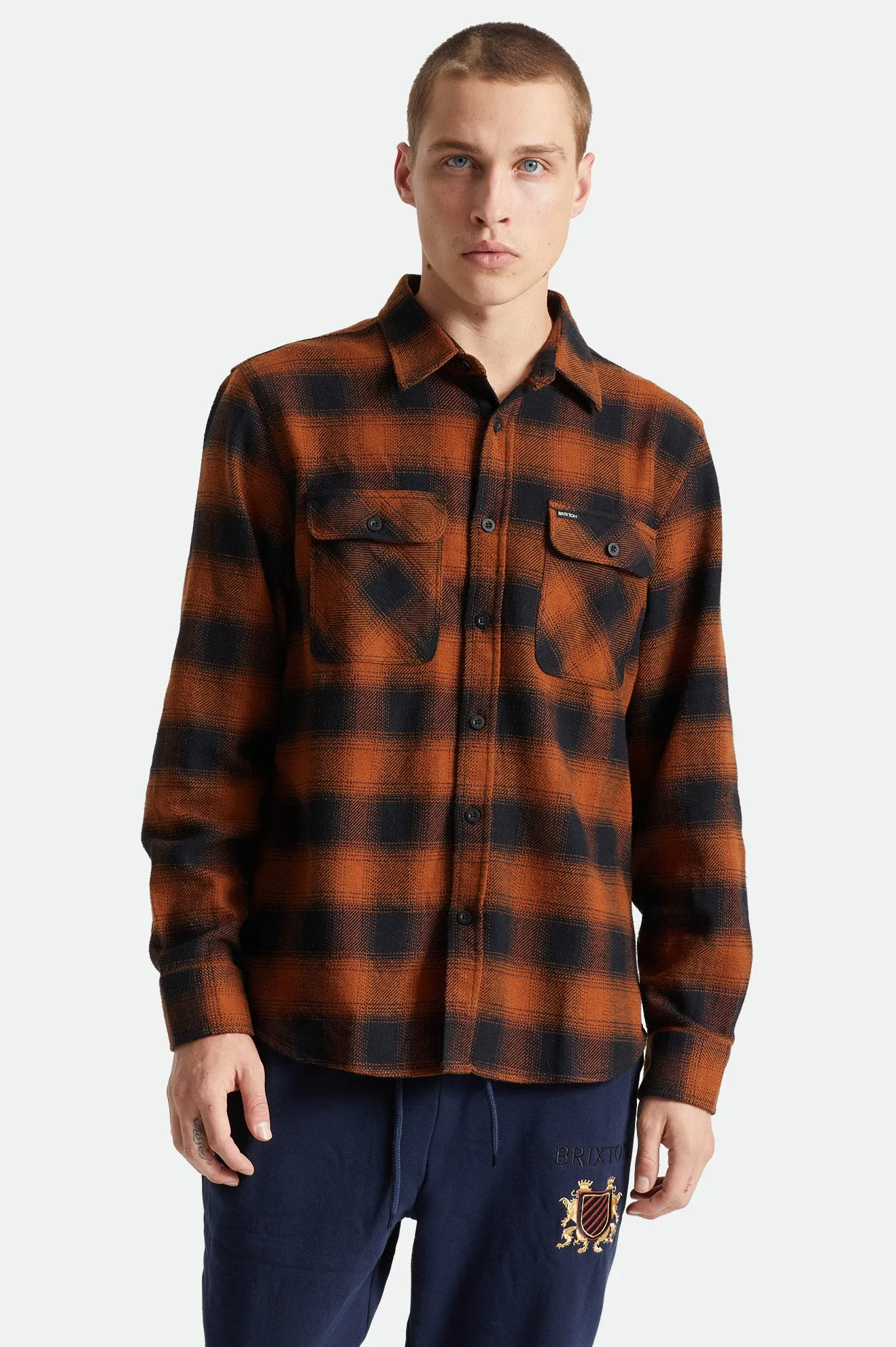 Bowery L/S Flannel - Burnt Orange sold by Brixton product image thumbnail 2