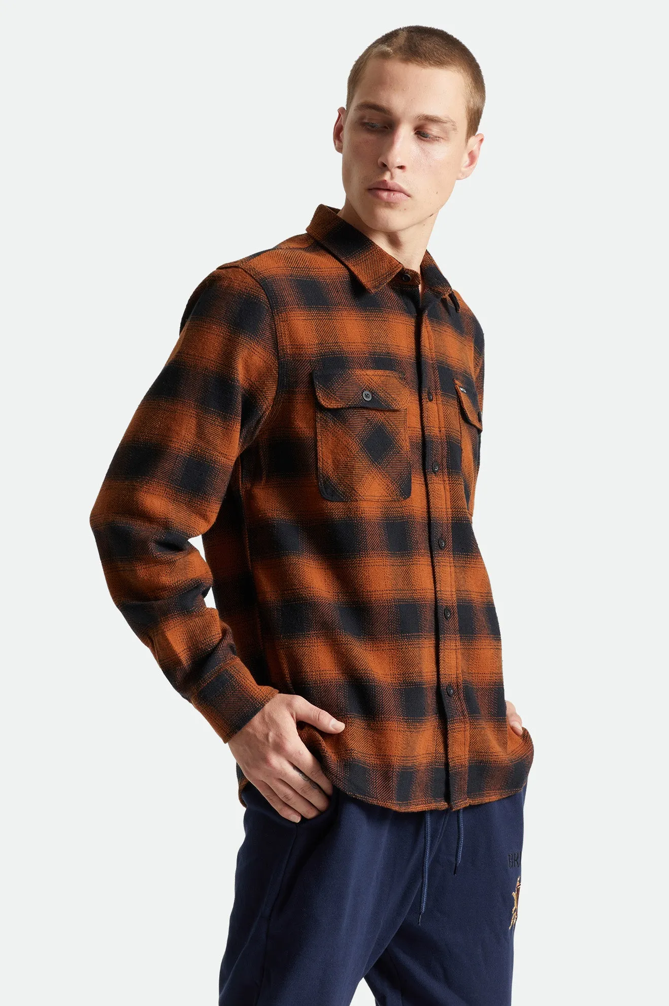 Bowery L/S Flannel - Burnt Orange sold by Brixton product image thumbnail 4