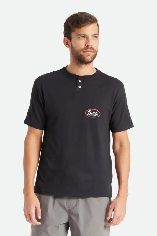 Parson S/S Henley Knit - Black/Black sold by Brixton