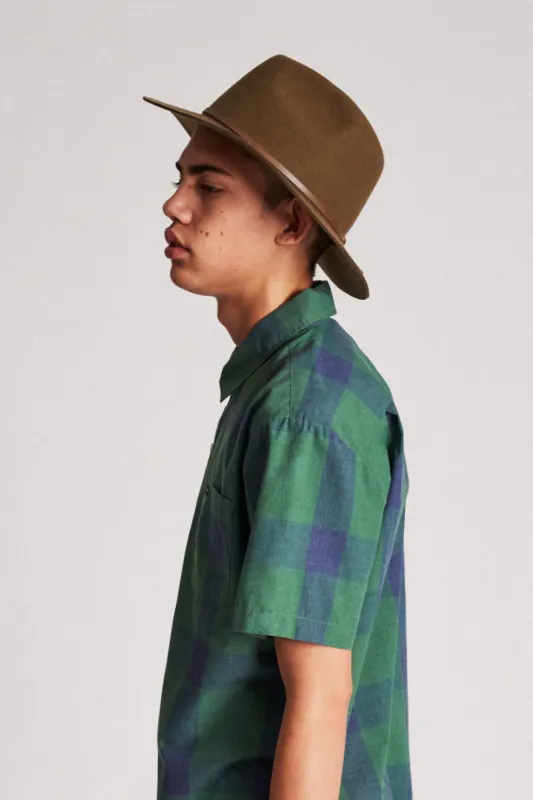 Wesley Fedora - Olive/Light Brown sold by Brixton