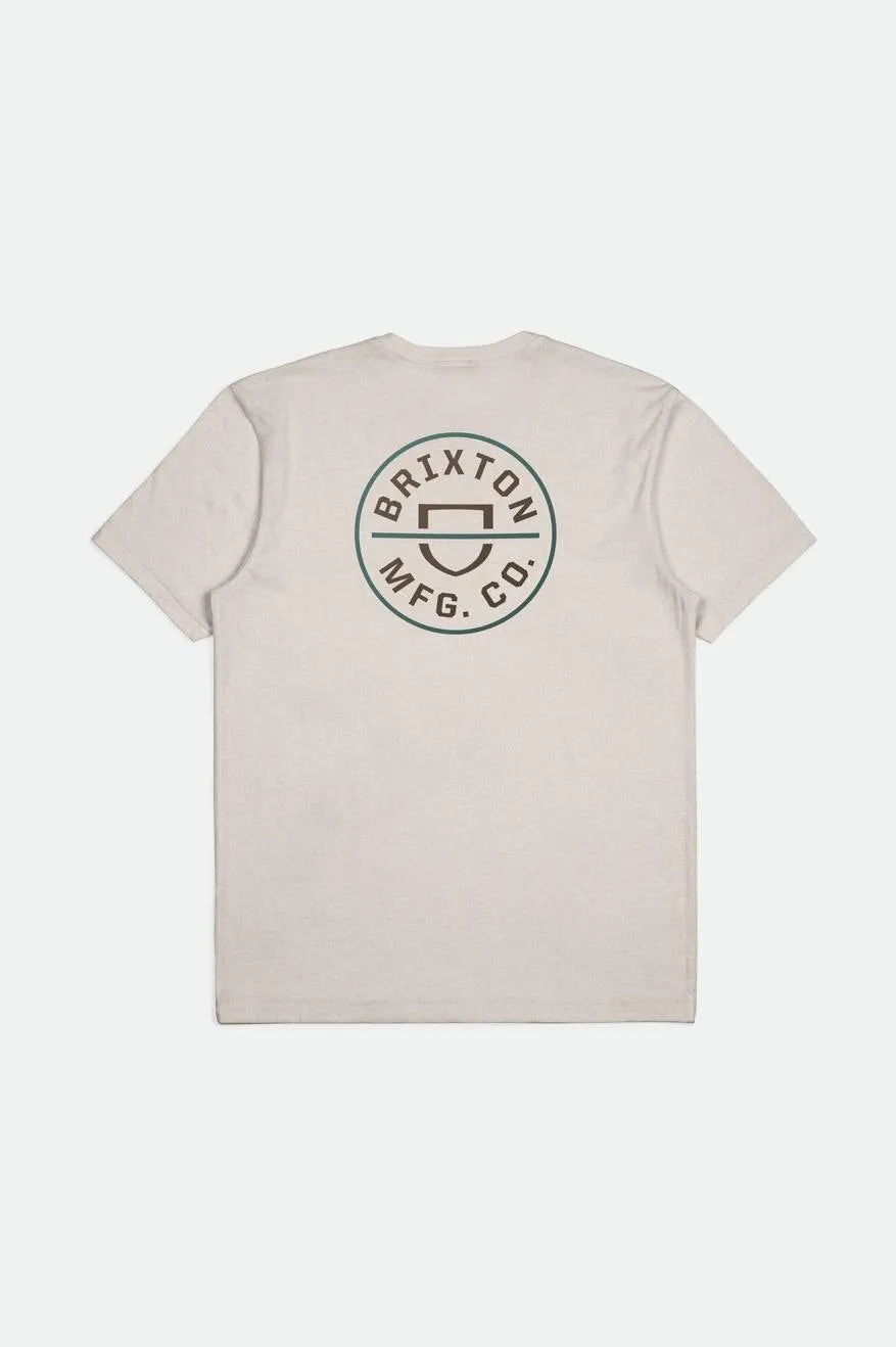 Crest II S/S Standard Tee - Cream/Dark Earth/Spruce sold by Brixton