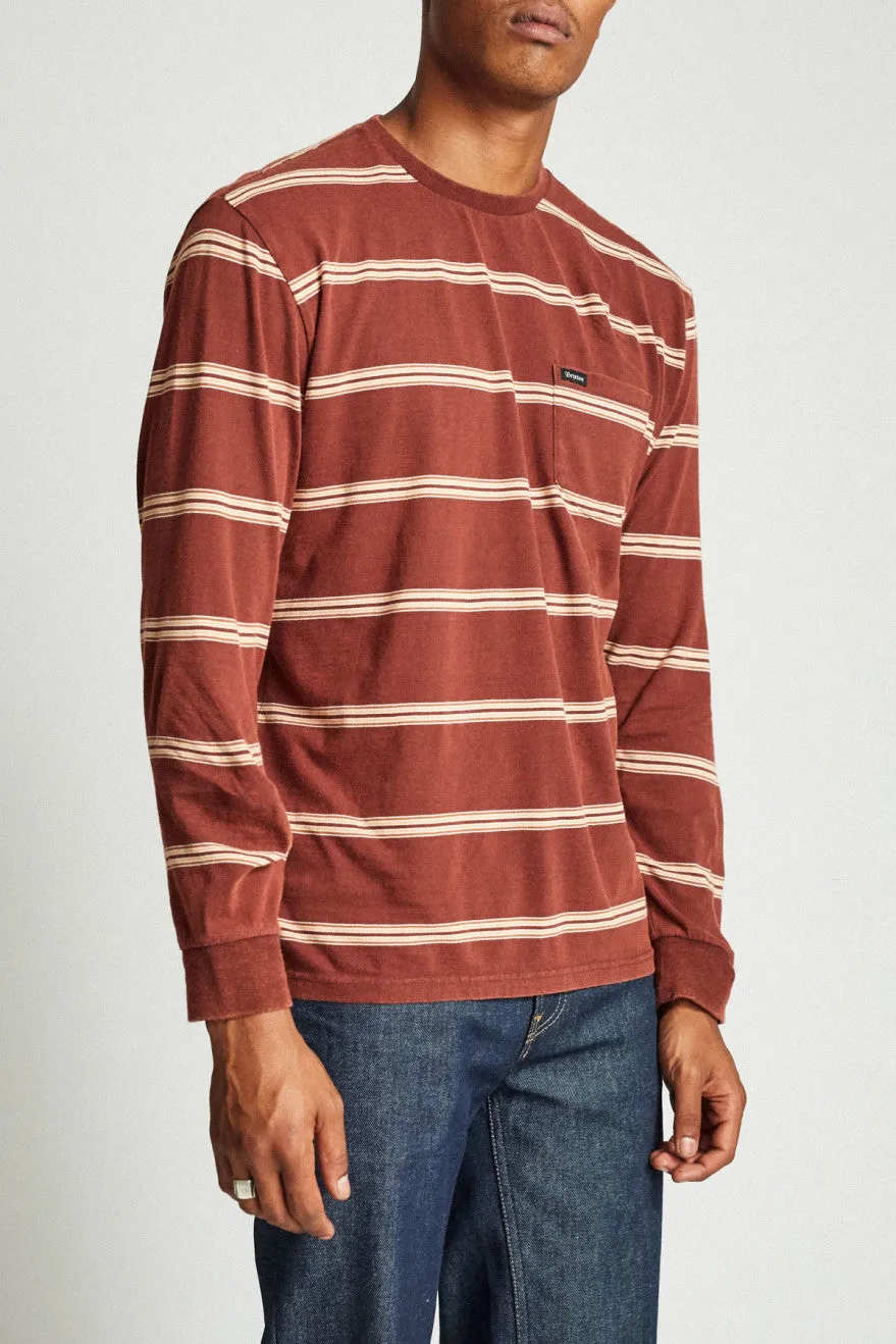 Hilt Washed L/S Pocket Tee - Chestnut sold by Brixton