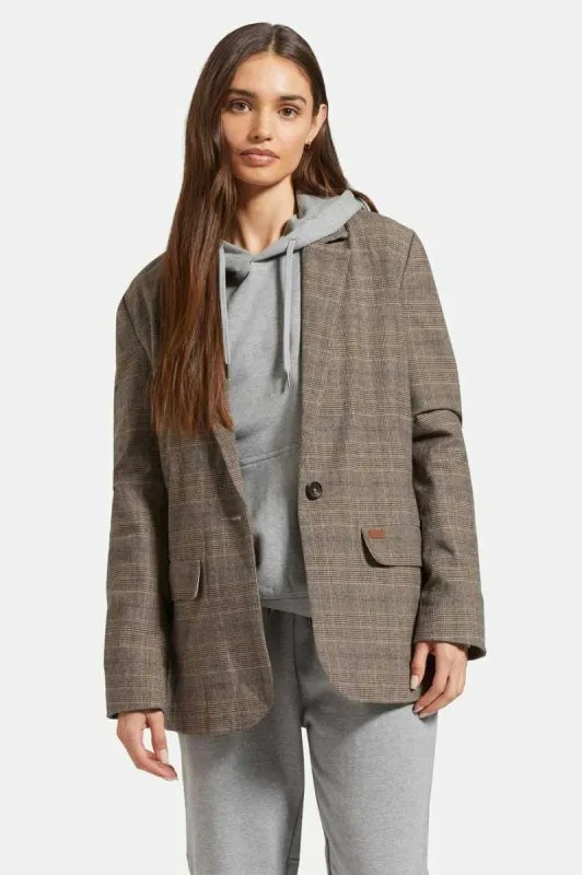Manhattan Blazer - Brown/Cream Houndstooth sold by Brixton