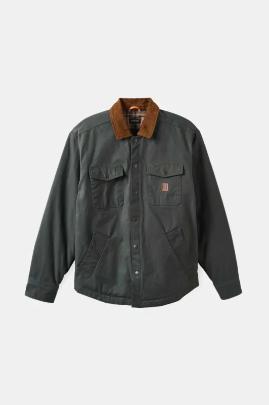 Builders Durham Waxed Canvas L/S Flannel Lined Jacket - Washed Black sold by Brixton