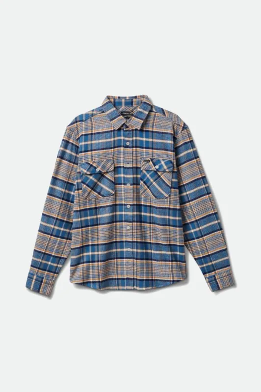 Bowery Stretch Water Resistant Flannel - Blue Heaven/Paradise Orange/Off White sold by Brixton