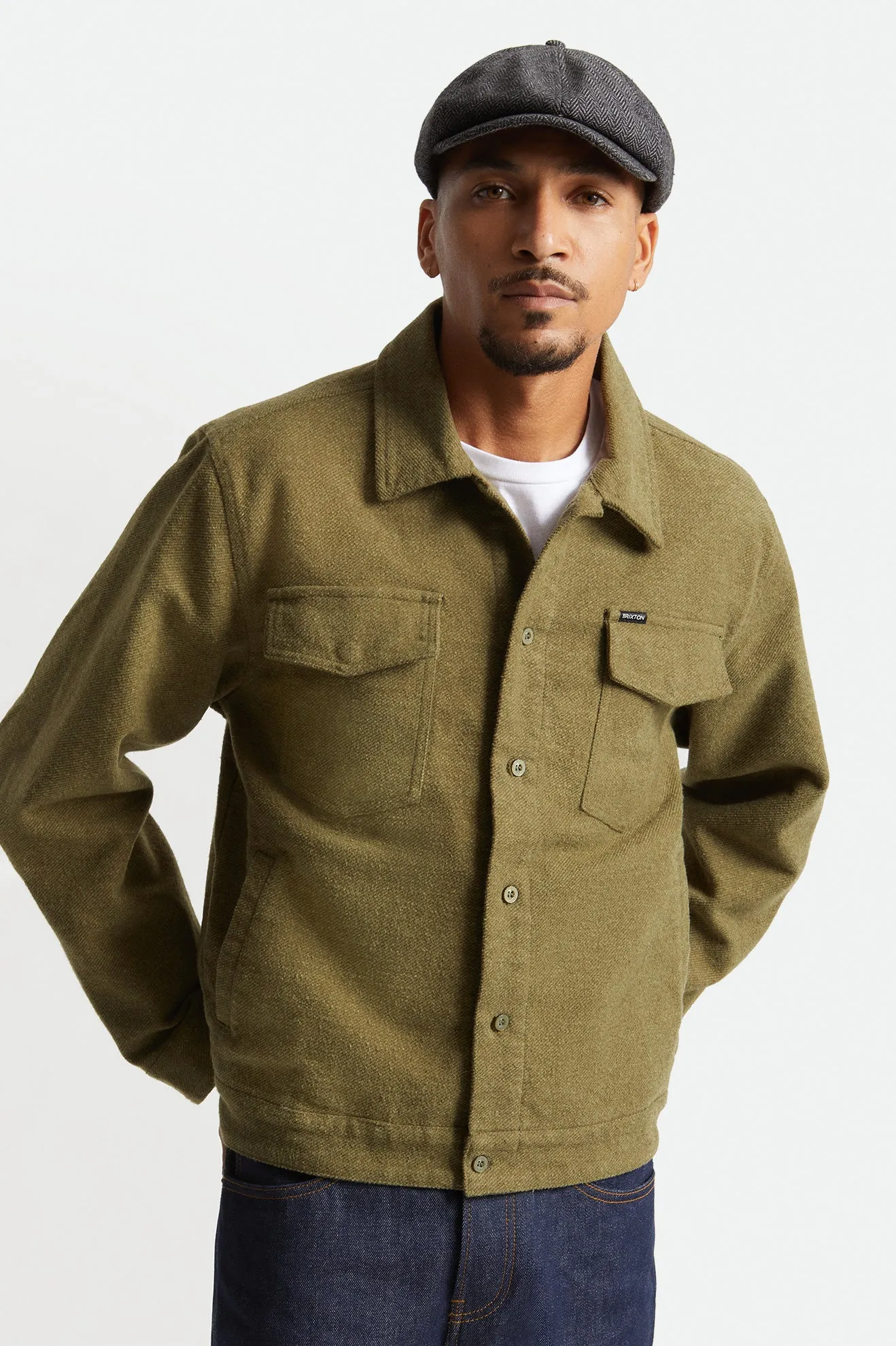 Bowery Trucker Jacket - Military Olive sold by Brixton