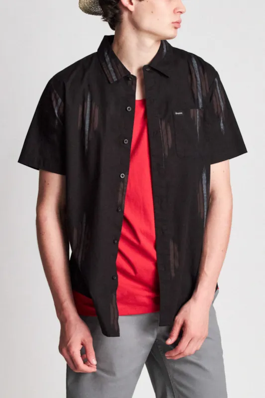 Charter Print S/S Woven - Black/Red sold by Brixton