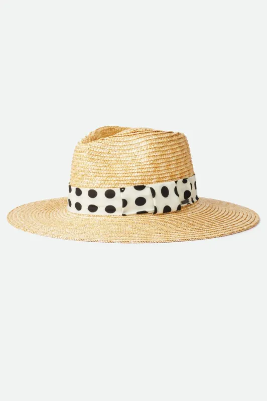 Joanna Hat - Honey/Black Dot sold by Brixton