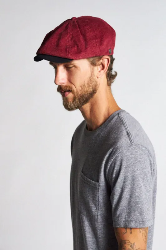 Brood Corduroy Snap Cap - Maroon/Black sold by Brixton